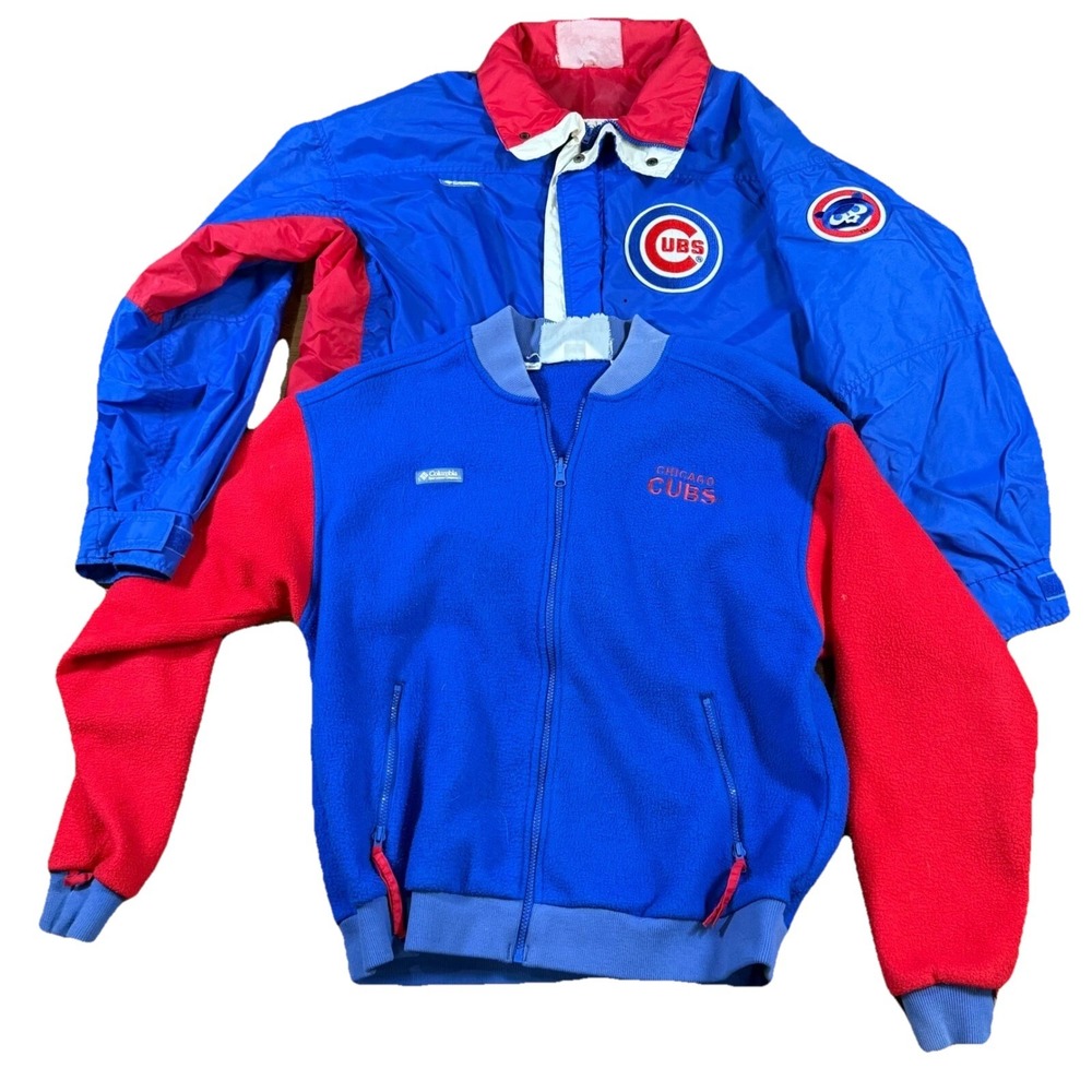 Vintage Columbia Chicago Cubs Jacket XL 2-Piece Windbreaker Fleece Liner MLB